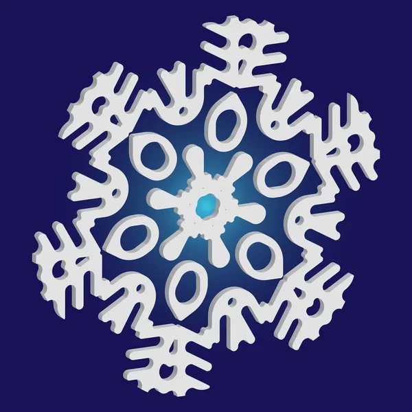青の背景にシンプルで美しい雪の結晶. — ストックベクタ