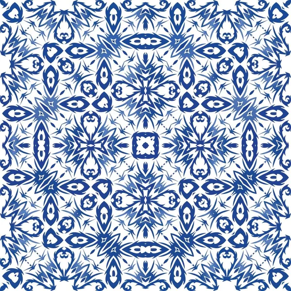 Baldosas de cerámica étnica en portugués azulejo . — Vector de stock