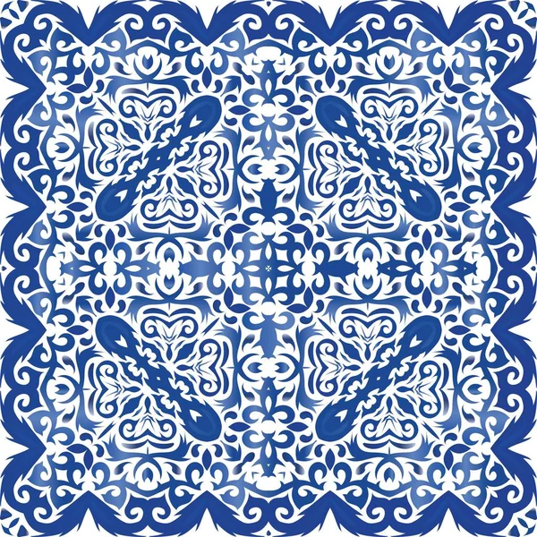 Antyczne portugalskie azulejo ceramiczne. — Wektor stockowy