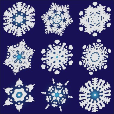 Mavi arka planda basit, güzel kar taneleri.. 