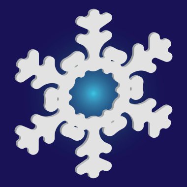 Mavi arkaplanda kağıt kesiği izole kar tanesi.