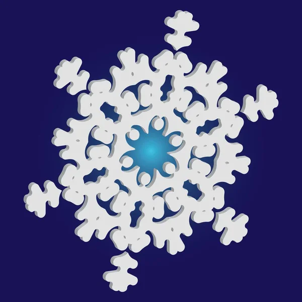 Navidad corte 3d copo de nieve sobre fondo azul . — Vector de stock
