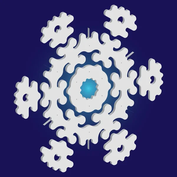 Geïsoleerde vallende sneeuwvlok op blauwe achtergrond. — Stockvector