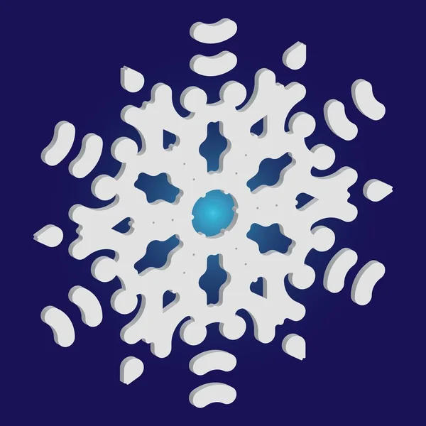 Copo de nieve aislado cayendo sobre fondo azul . — Vector de stock