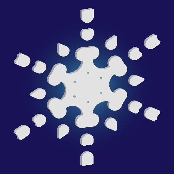 Copo de nieve de papel de Navidad sobre fondo azul . — Vector de stock