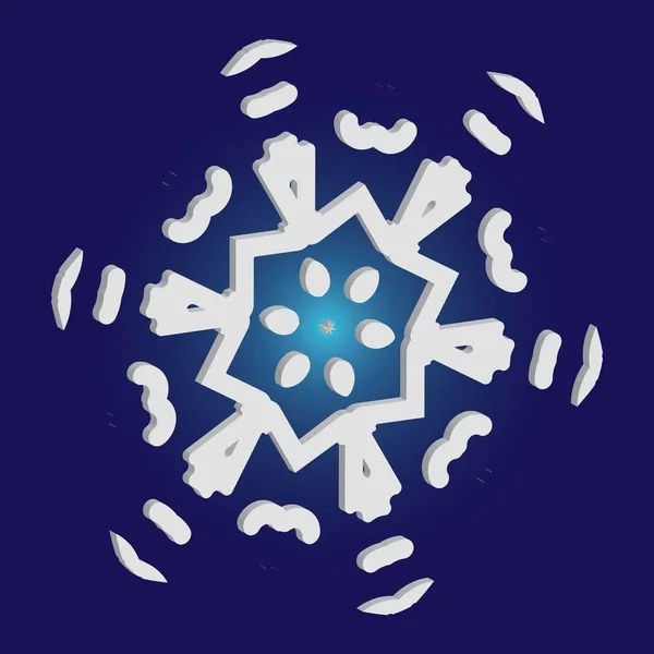 Weihnachtspapier Schneeflocke auf blauem Hintergrund. — Stockvektor