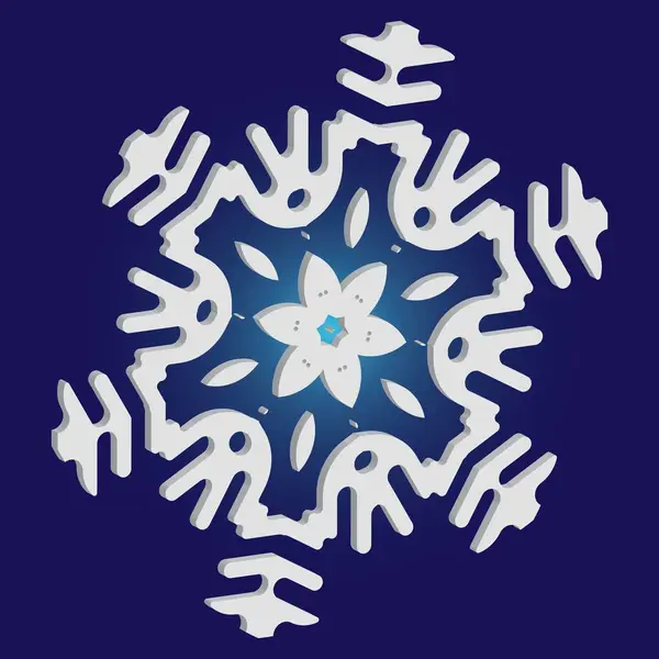 Silueta aislada de copo de nieve sobre fondo azul . — Vector de stock