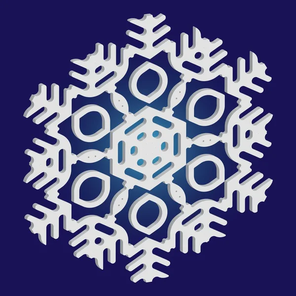 Weihnachten geschnitten 3d Schneeflocke auf blauem Hintergrund. — Stockvektor