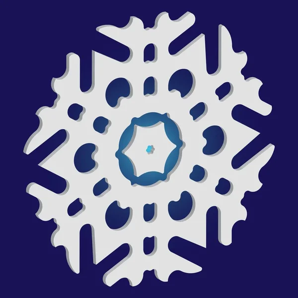Обрізаний папір ізольований сніжинка на синьому фоні . — стоковий вектор