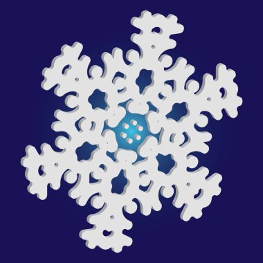 Mavi arka planda izole edilmiş kar tanesi silueti.