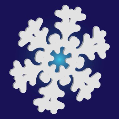 Mavi arkaplanda gölgesi olan basit bir kar tanesi.