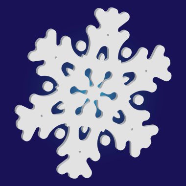 Mavi arkaplanda kağıt kesiği izole kar tanesi.