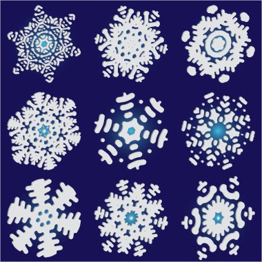 Mavi arka planda basit, güzel kar taneleri.. 