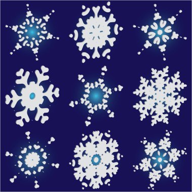 Mavi arka planda basit, güzel kar taneleri.. 