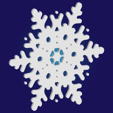 Mavi arkaplanda basit bir Noel kar tanesi.