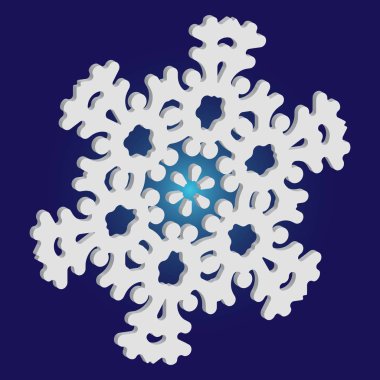 Mavi arka planda gölgesi olan sevimli bir kar tanesi..