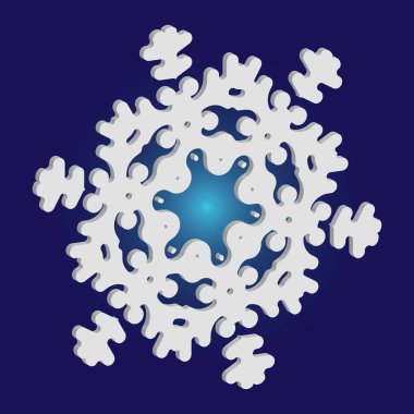 Mavi arkaplanda gölgesi olan basit bir kar tanesi.