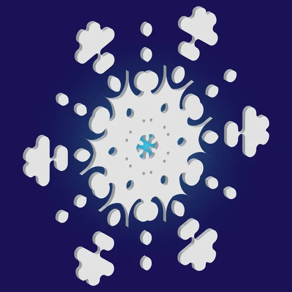 Leuke sneeuwvlok met schaduw op blauwe achtergrond. — Stockvector