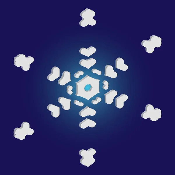 Egyszerű hópehely árnyékos kék háttér. — Stock Vector
