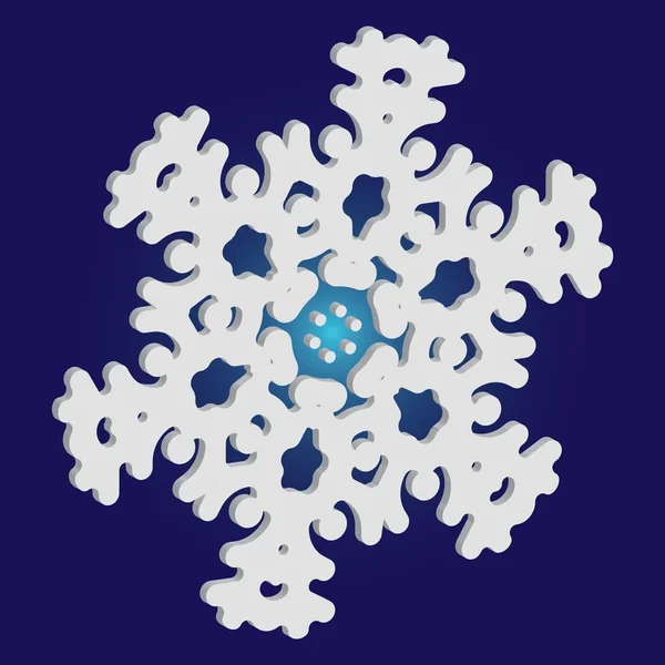 Silueta aislada de copo de nieve sobre fondo azul . — Vector de stock