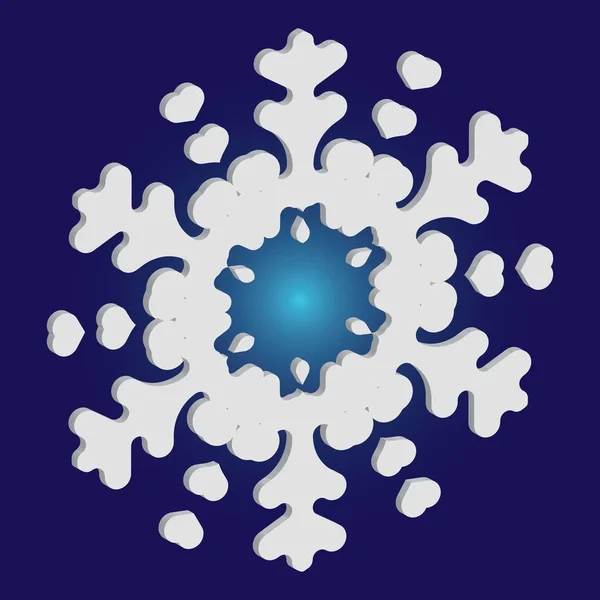 Eenvoudige sneeuwvlok met schaduw op blauwe achtergrond. — Stockvector