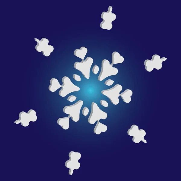 Простая рождественская снежинка на голубом фоне . — стоковый вектор