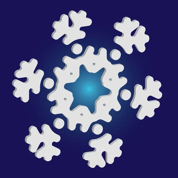Boże Narodzenie wyciąć 3d płatki śniegu na niebieskim tle. — Wektor stockowy