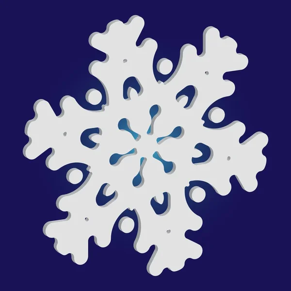 Natal corte 3d floco de neve no fundo azul . — Vetor de Stock