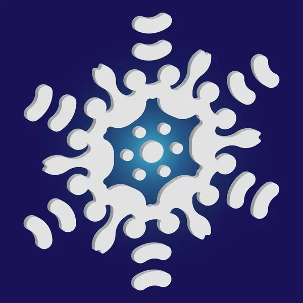 Απλή, όμορφη νιφάδα χιονιού σε μπλε φόντο. — Διανυσματικό Αρχείο