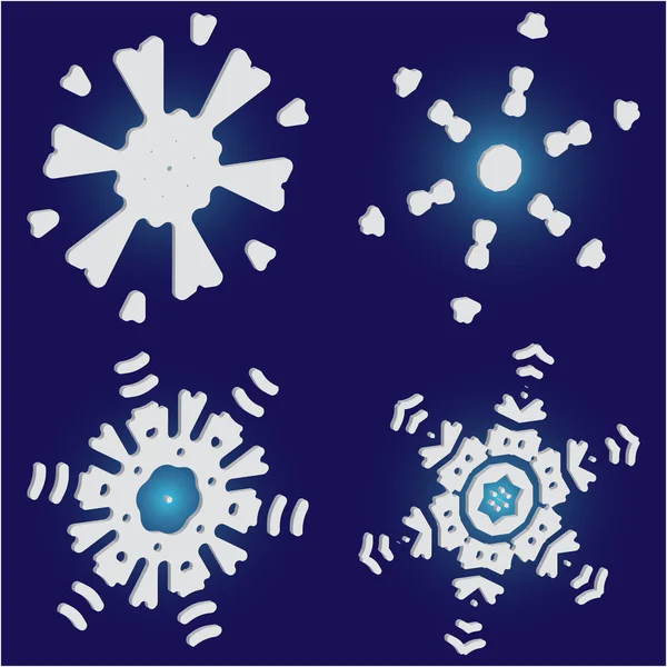 Набор рождественской бумаги снежинки на голубом фоне . — стоковый вектор
