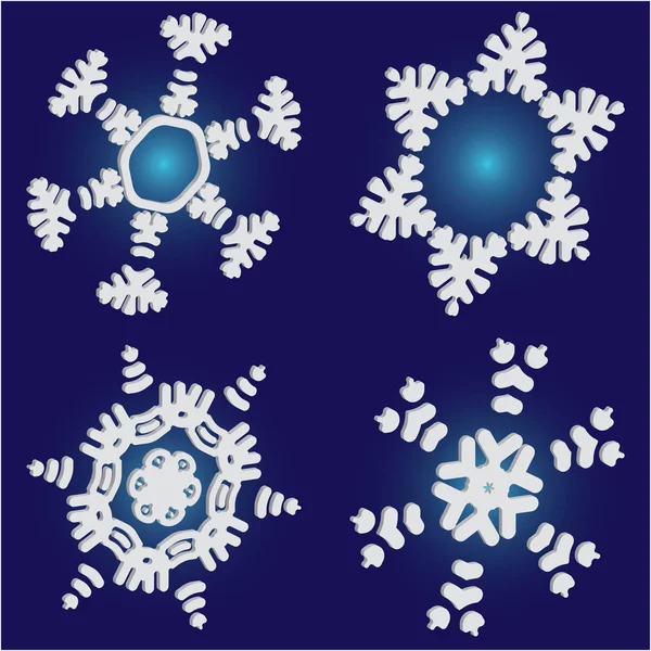 Mavi arkaplanda sevimli kar taneleri koleksiyonu. 