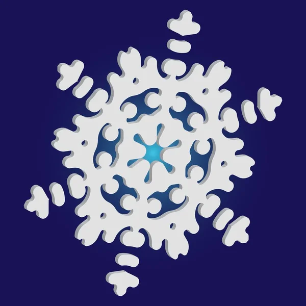 Vánoční střih 3d sněhová vločka na modrém pozadí. — Stockový vektor
