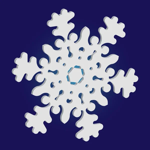 Floco de neve de Natal simples no fundo azul . —  Vetores de Stock