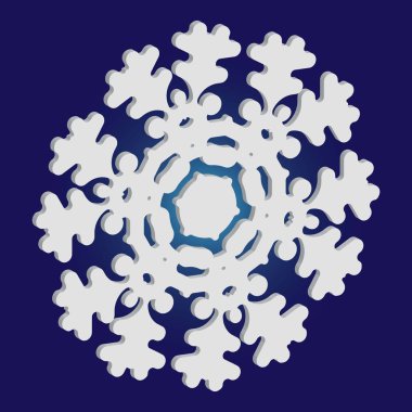 Mavi arkaplanda gölgesi olan basit bir kar tanesi.