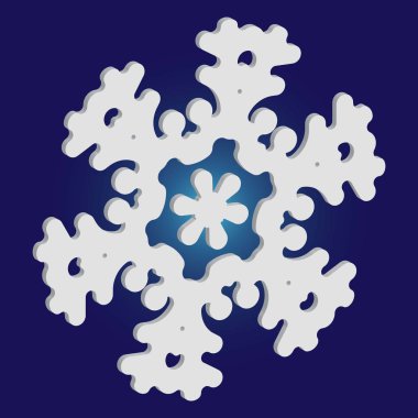 Mavi arkaplanda gölgesi olan basit bir kar tanesi.