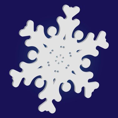 Mavi arkaplanda gölgesi olan basit bir kar tanesi.