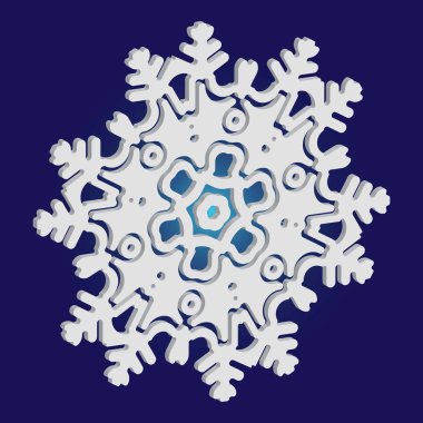 Mavi arka planda izole edilmiş kar tanesi silueti.