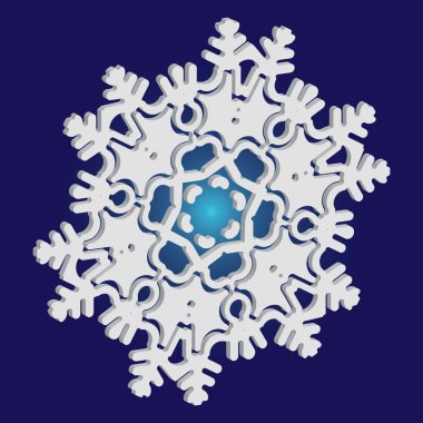 Mavi arka planda gölgesi olan sevimli bir kar tanesi..