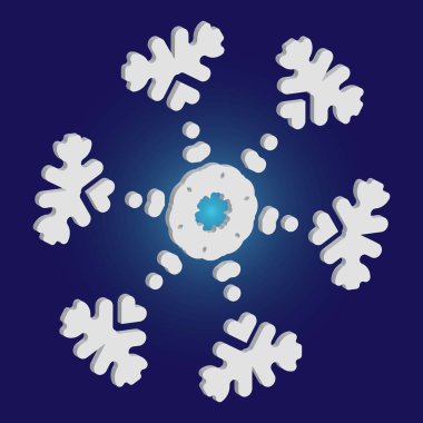 Mavi arka planda izole edilmiş kar tanesi silueti.