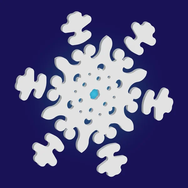 Isolierte Silhouette der Schneeflocke auf blauem Hintergrund. — Stockvektor