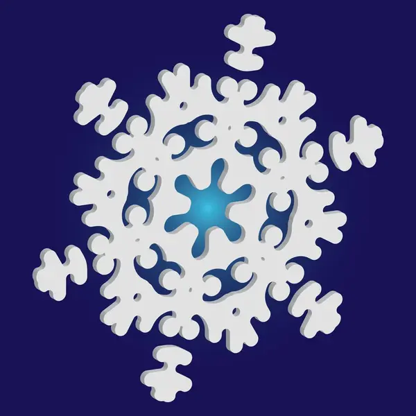 Χριστούγεννα περικοπή 3d νιφάδα χιονιού σε μπλε φόντο. — Διανυσματικό Αρχείο