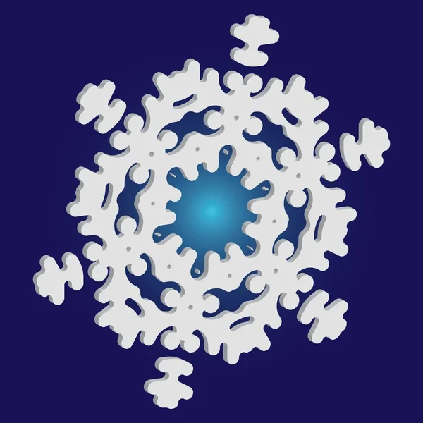 Navidad corte 3d copo de nieve sobre fondo azul . — Vector de stock