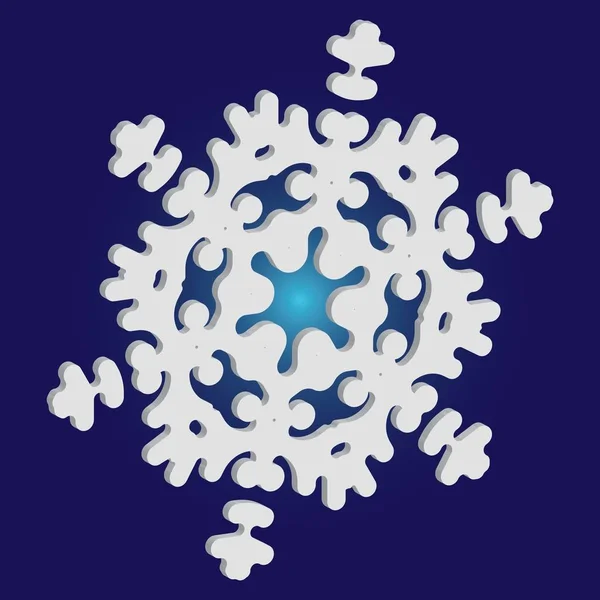 Copo de nieve aislado cayendo sobre fondo azul . — Vector de stock