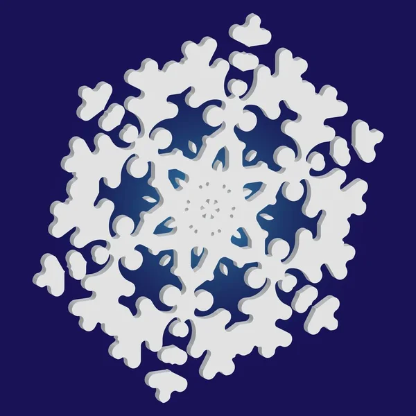 Fiocco di neve di carta di Natale su sfondo blu . — Vettoriale Stock