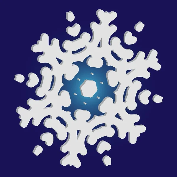 Navidad corte 3d copo de nieve sobre fondo azul . — Archivo Imágenes Vectoriales