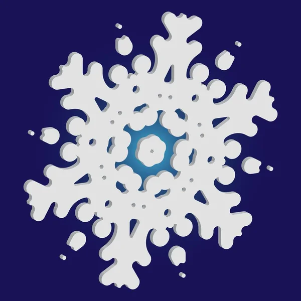 Flocon de neige isolé tombant sur fond bleu . — Image vectorielle