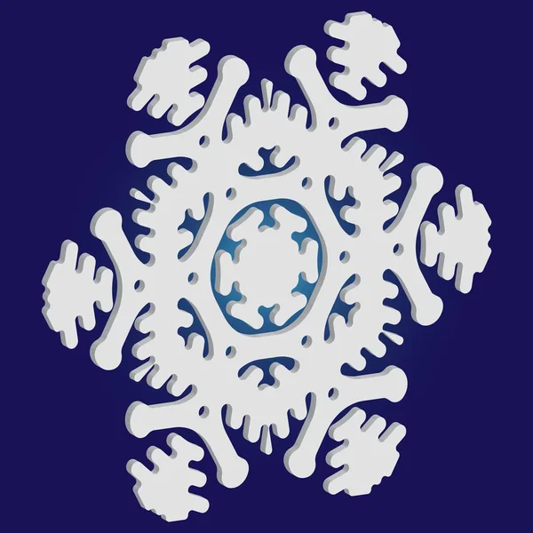 青い背景に雪の結晶の孤立したシルエット. — ストックベクタ