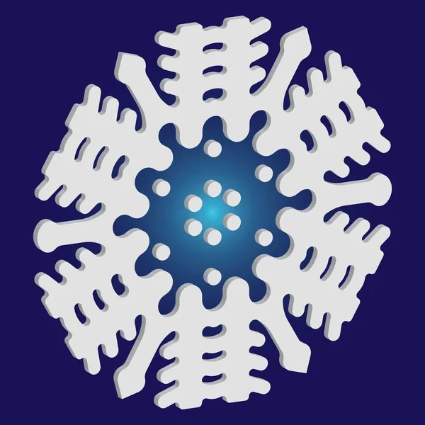 Cute snowflake with shadow on blue background. — Stock Vector