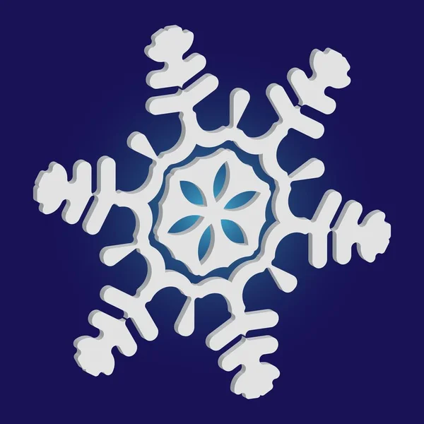 Simple, hermoso copo de nieve sobre fondo azul . — Vector de stock