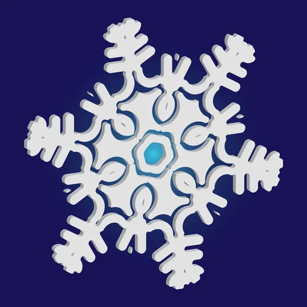 Silueta aislada de copo de nieve sobre fondo azul . — Vector de stock